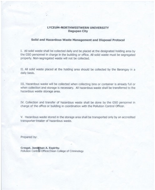 University Has a Policy, Process, or Practice on Waste Disposal, Covering Hazardous Materials